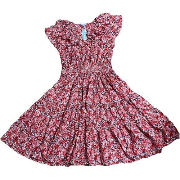 Draper James Dress XXL NWT Floral Tiered Ruffle Cotton Cottagecore Midi  Smoked - Picture 1 of 11